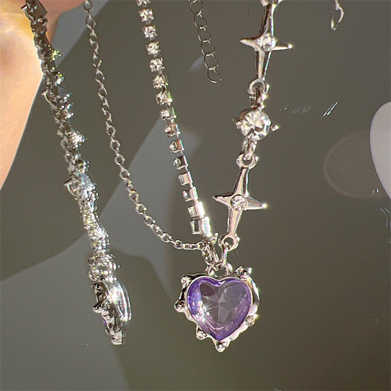 Heart Shaped Crystal Pendant Chain or Cord Necklace - Etsy